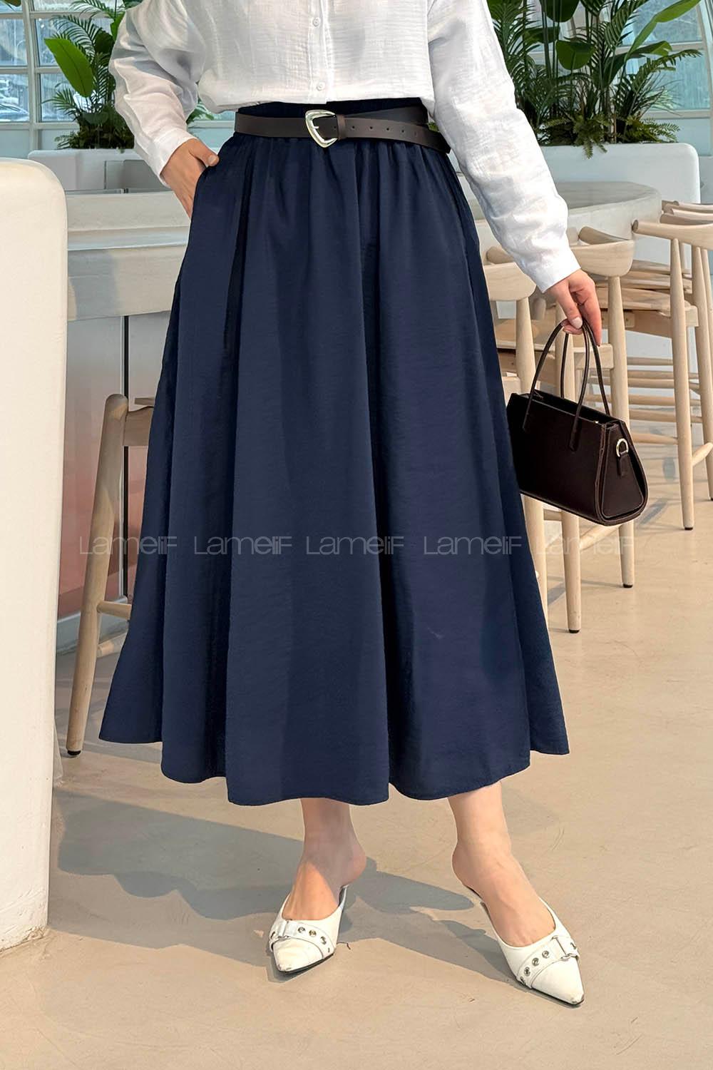 Navy Blue Tensel Unprinted Skirt Skirt