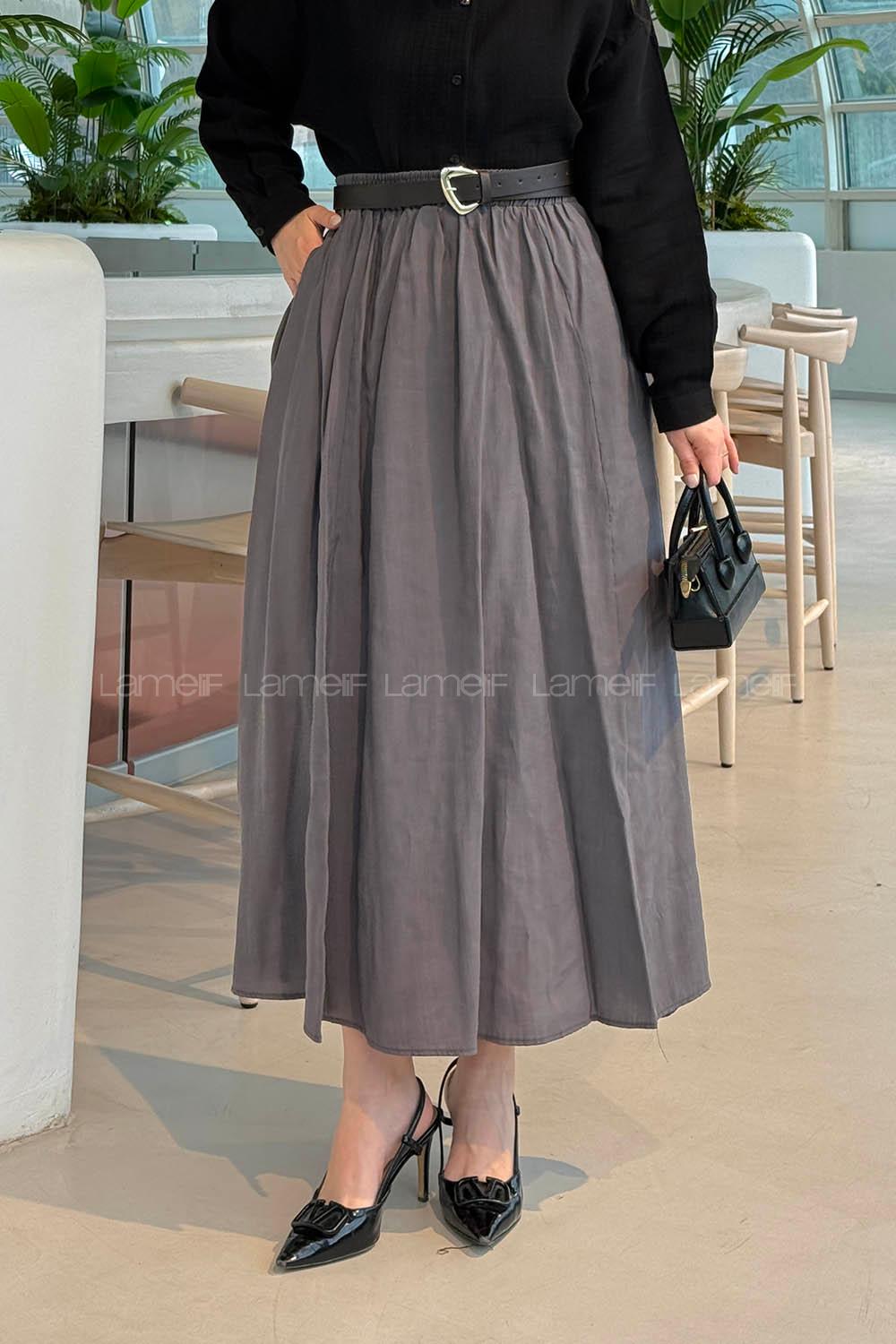 Metallic Gray Tensel Unprinted Skirt Skirt