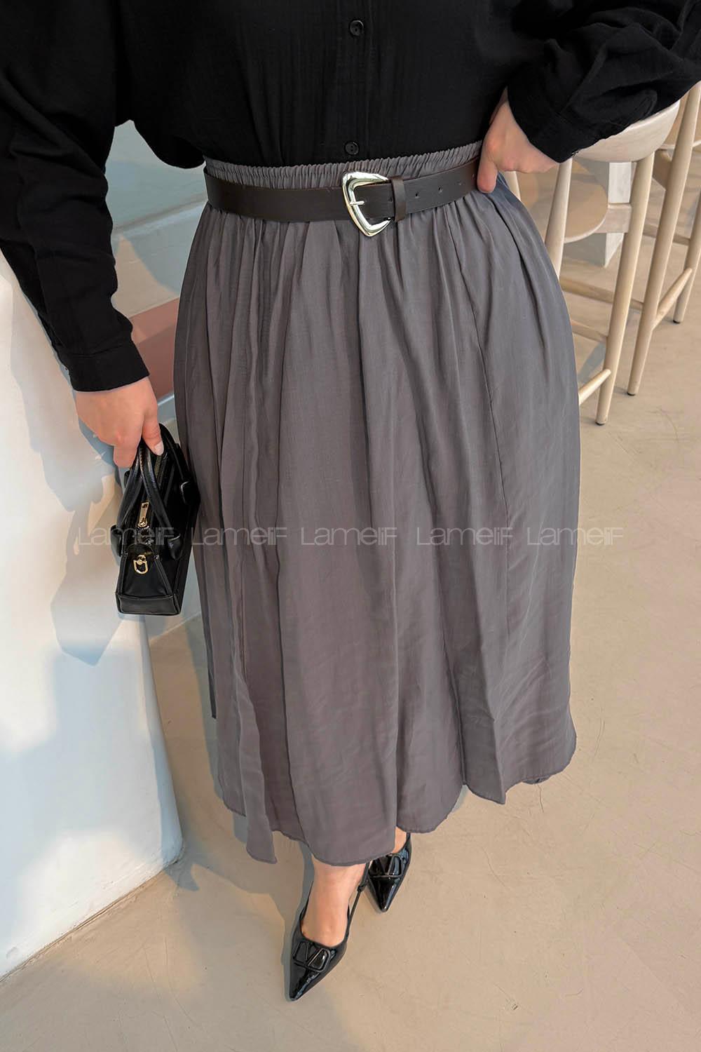 Metallic Gray Tensel Unprinted Skirt Skirt