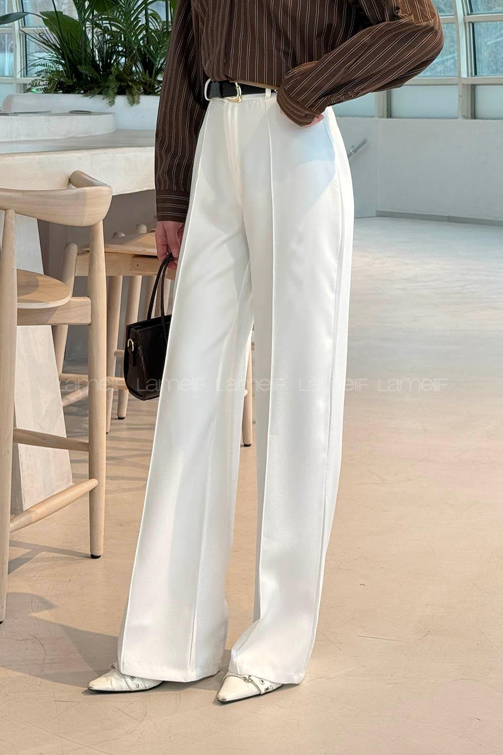 White Cotton Fabric High Waist Comfortable Pants