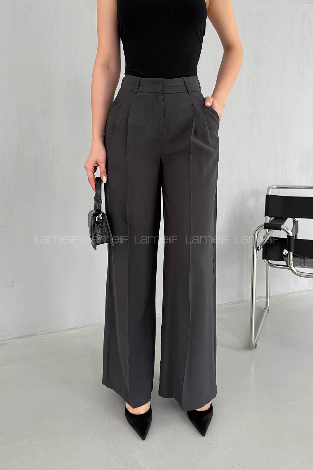 Lamelif Geniş Paça Palazzo Pantolon Antrasit