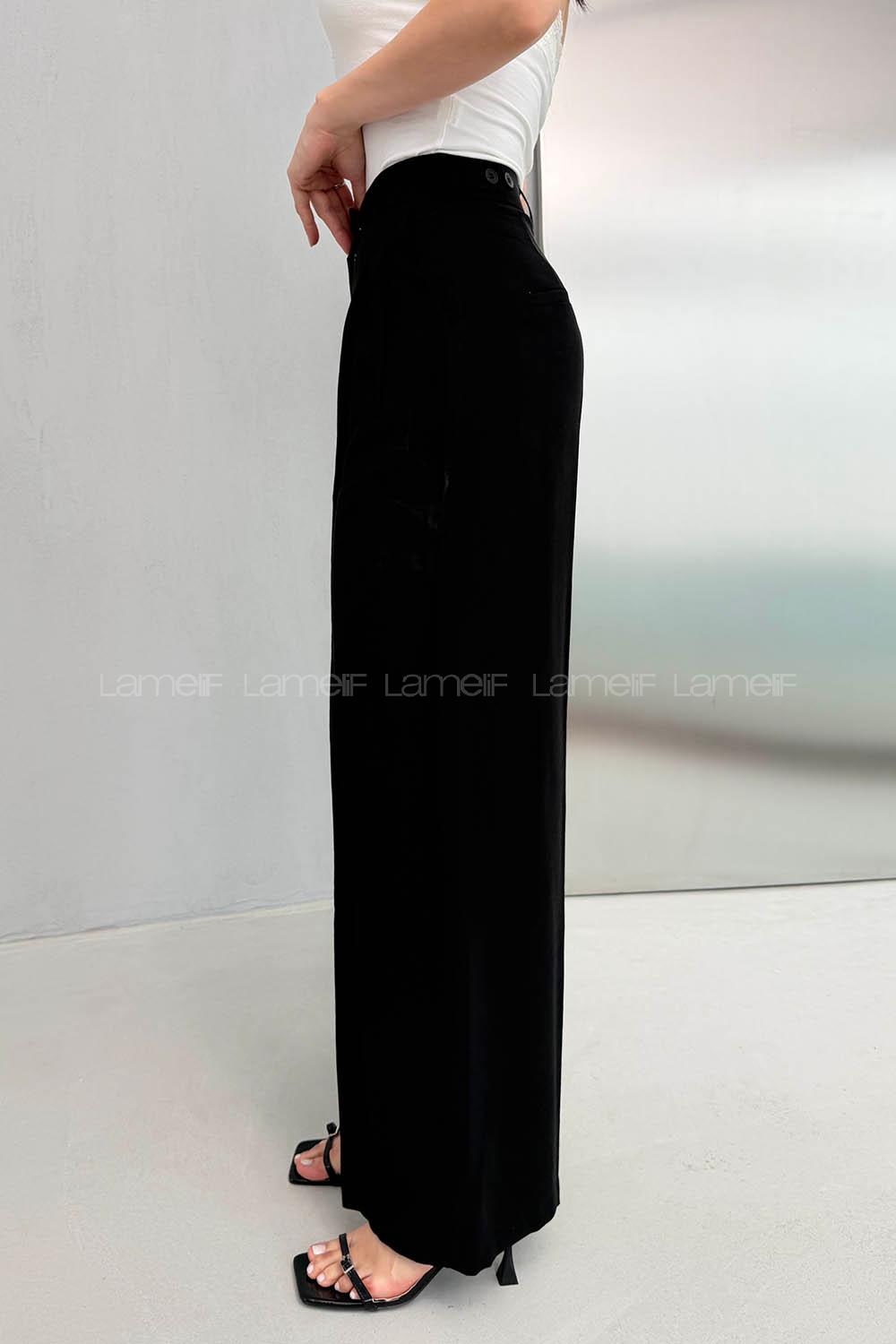 Lamelif Geniş Paça Palazzo Pantolon Siyah