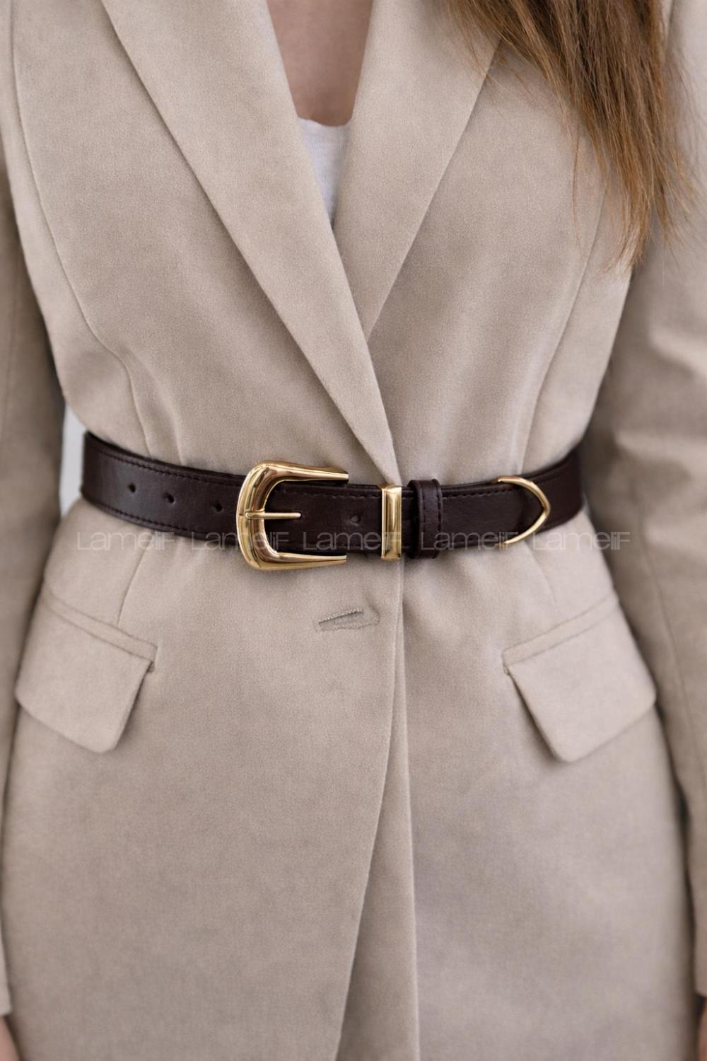 Brown Buckle Skin Belt