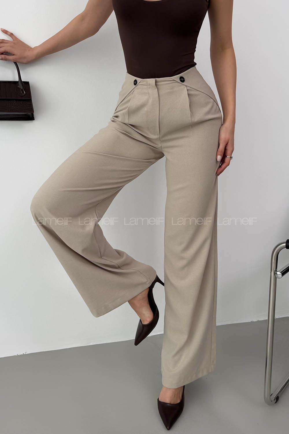 Lamelif Palazzo Pantolon Taş Rengi