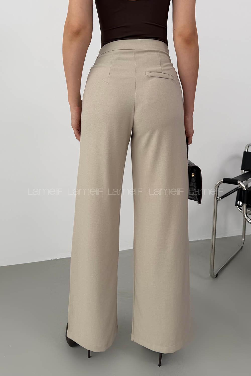 Lamelif Palazzo Pantolon Taş Rengi