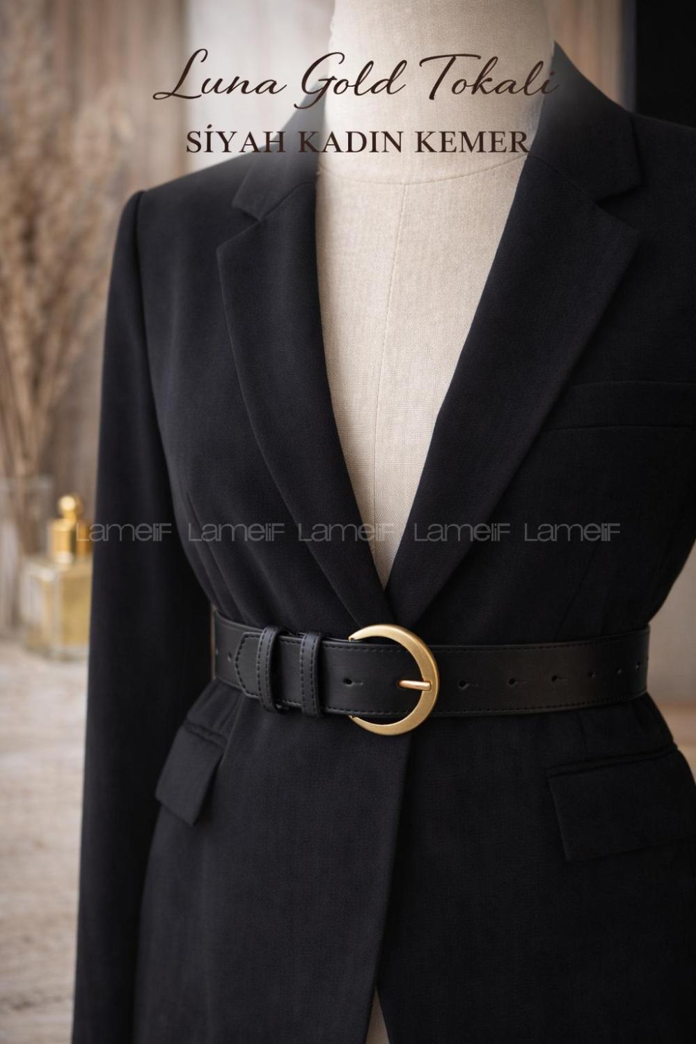 Lamelif Luna Gold Eskitme Tokalı Kadın Kemer