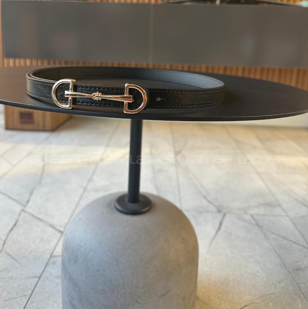 Lamelif Massi Çif Tokalı Kemer Siyah Gold