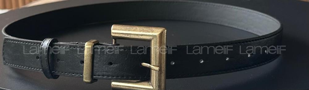 Lamelif Urban Classic Suni Deri Kemer Mat Gold Tokalı