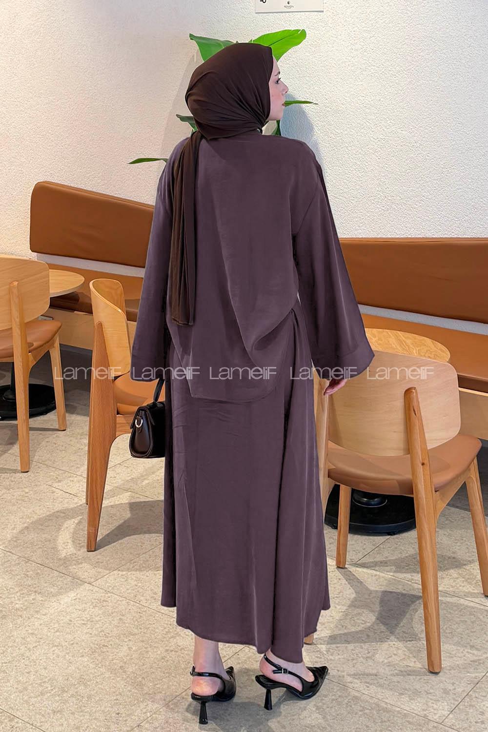 Lamelif Gömlek-Etek Tesettür Takım Mürdüm