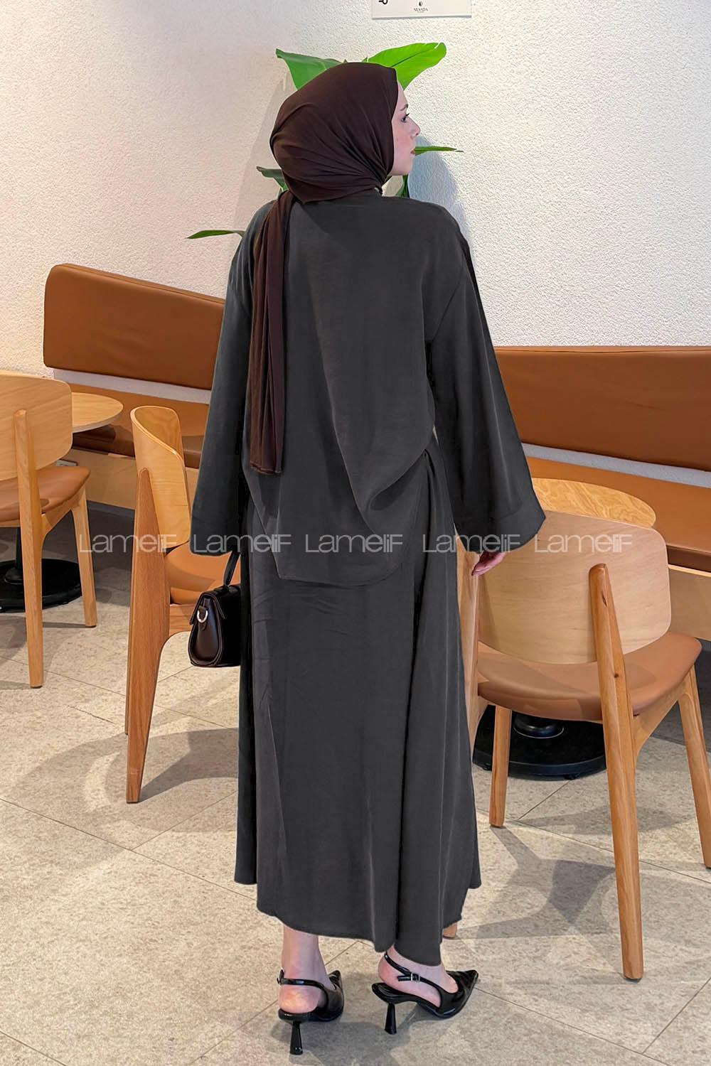 Lamelif Gömlek-Etek Tesettür Takım Siyah