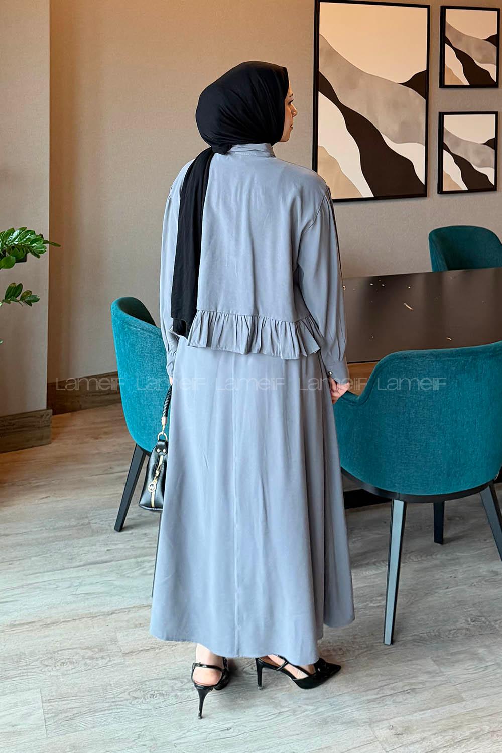 Lamelif Büzgü Detaylı Etekli Takım Antrasit