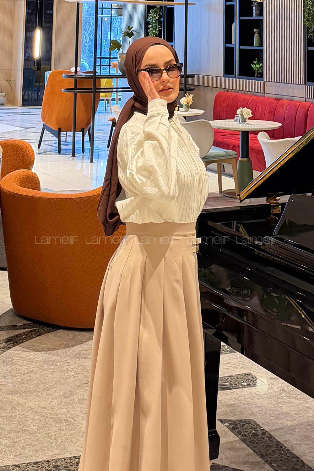 White Shirt Collar Long Arm Viscose Fabric Shirt