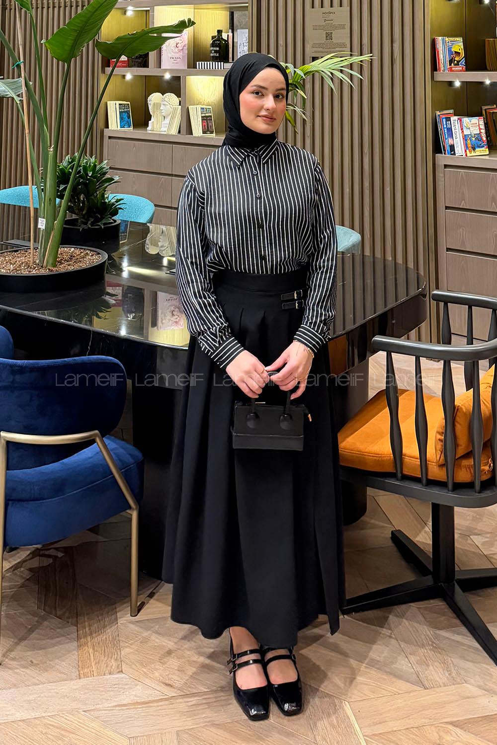 Black Shirt Collar Long Arm Modal Shirt