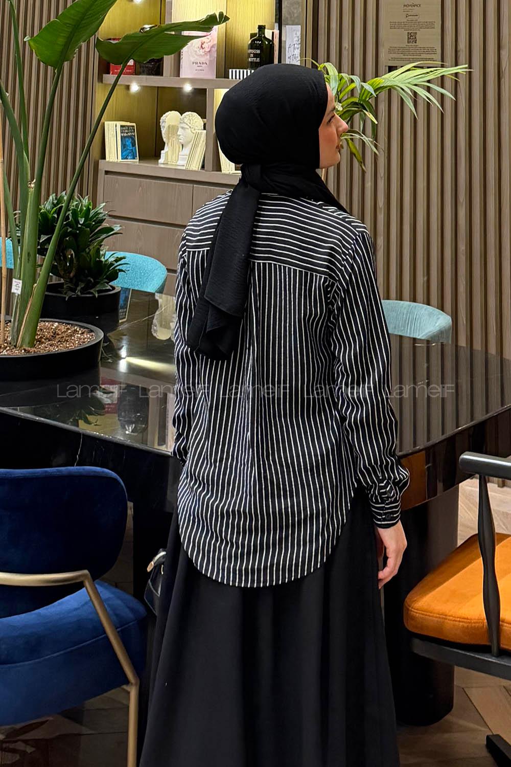 Black Shirt Collar Long Arm Modal Shirt