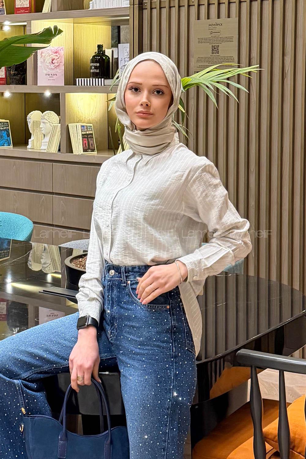 Stone Shirt Collar Long Arm Modal Shirt