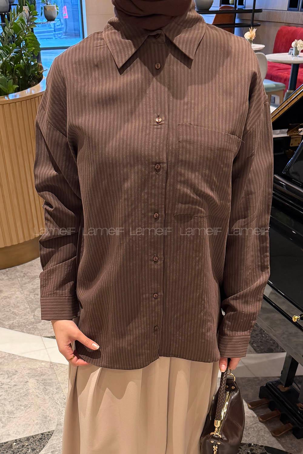 Bitter Brown Shirt Collar Long Arm Viscose Fabric Modal Shirt