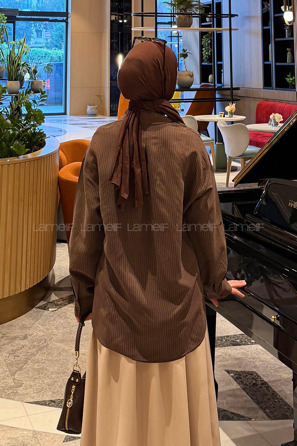 Bitter Brown Shirt Collar Long Arm Viscose Fabric Modal Shirt