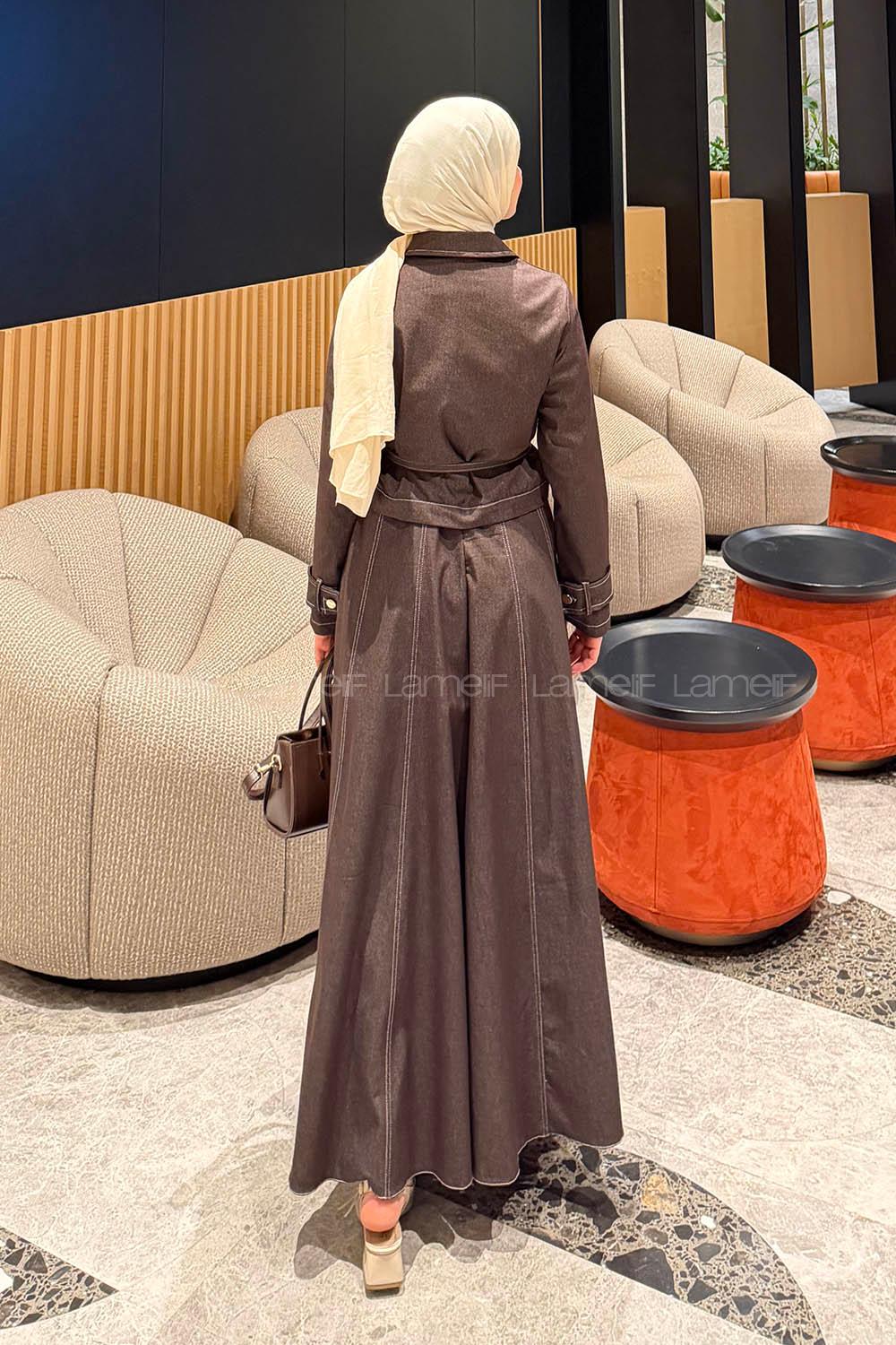 Lamelif Kemerli Jile Takım Kahverengi