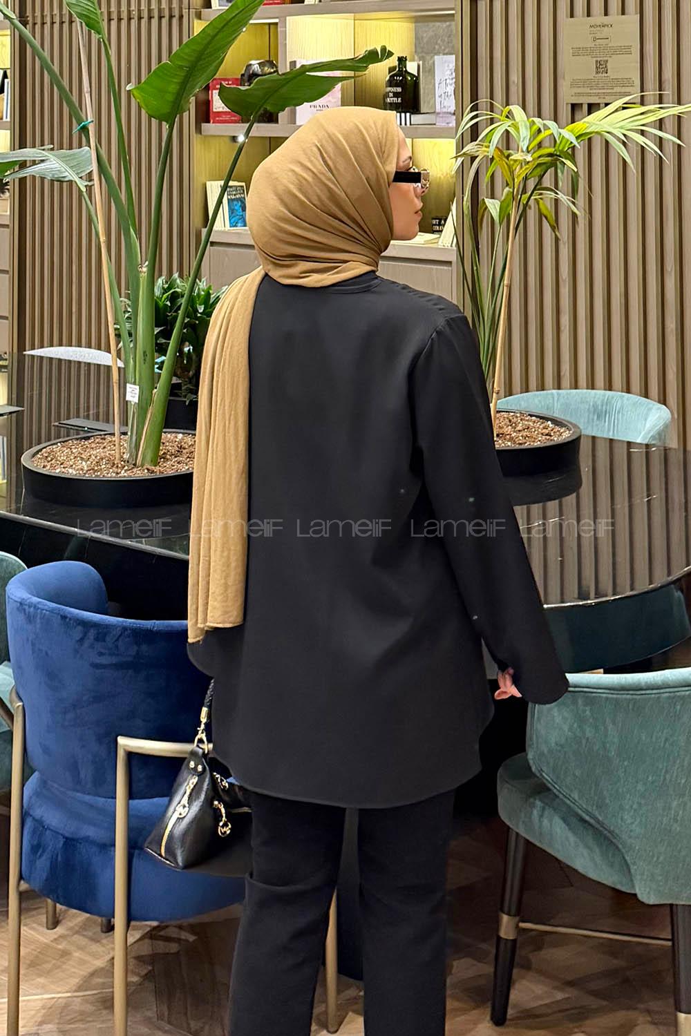 Black V Neck Cotton Tunic