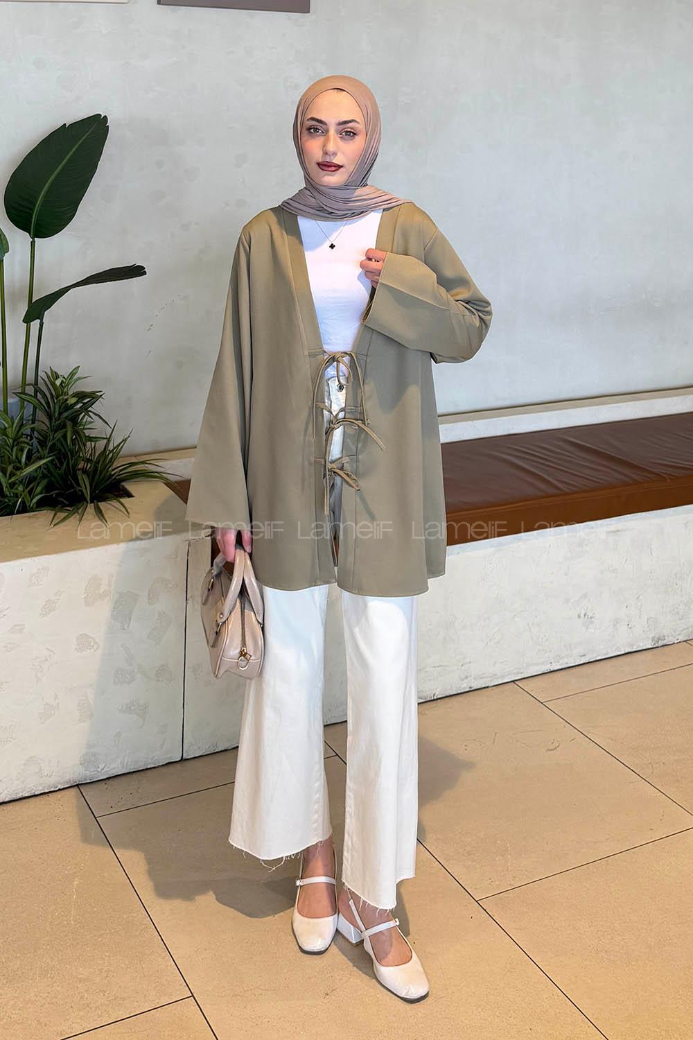 Khaki V Neck Cotton Tunic