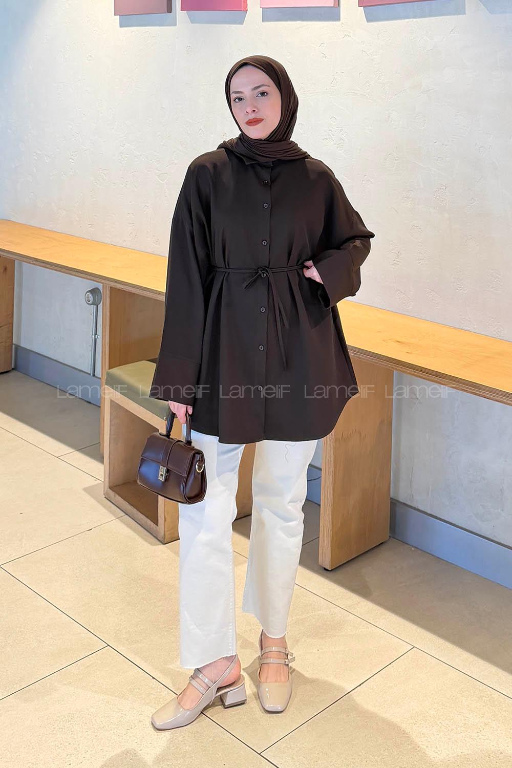 Bitter Brown Shirt Collar Cotton Tunic