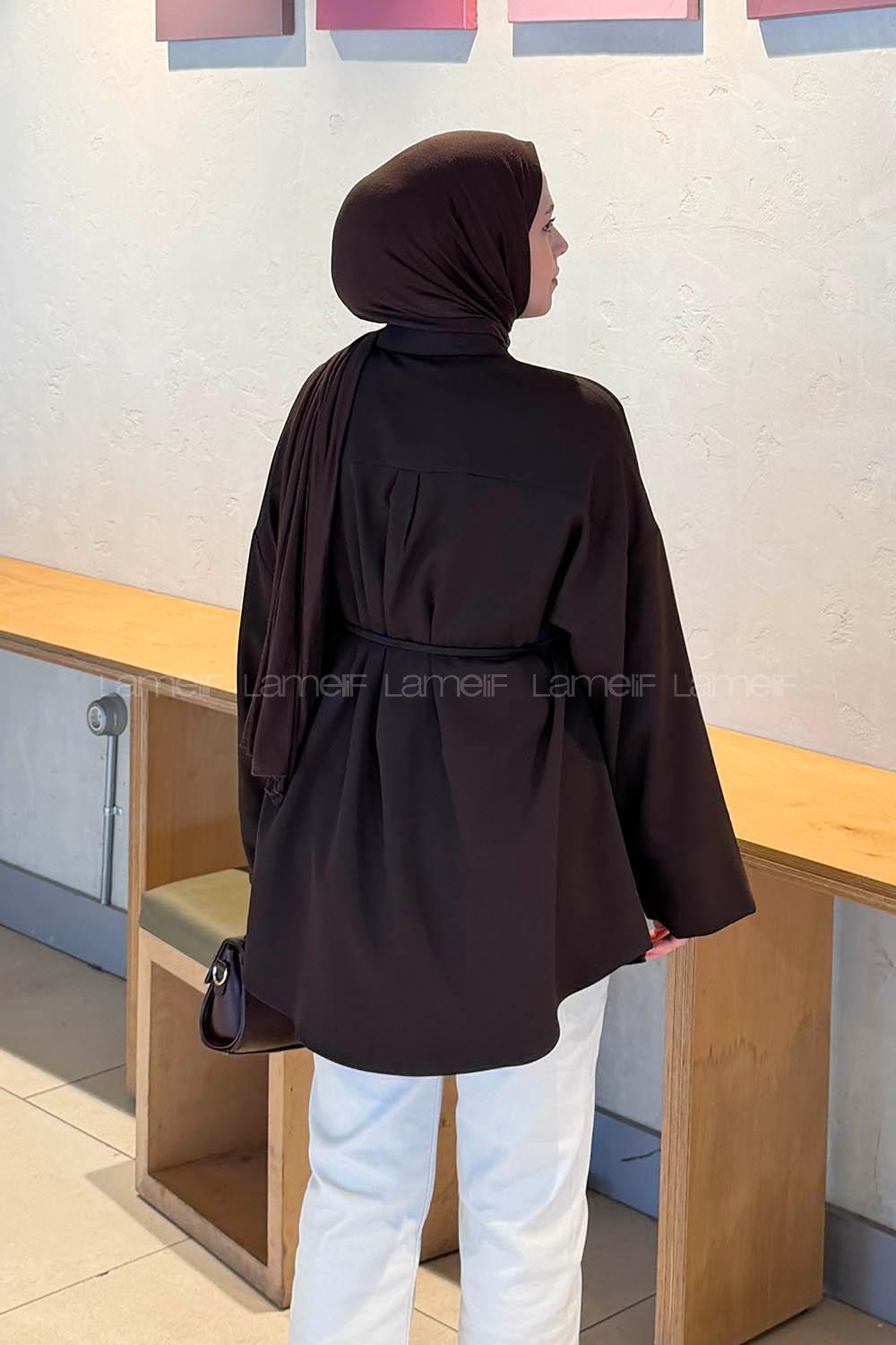 Bitter Brown Shirt Collar Cotton Tunic