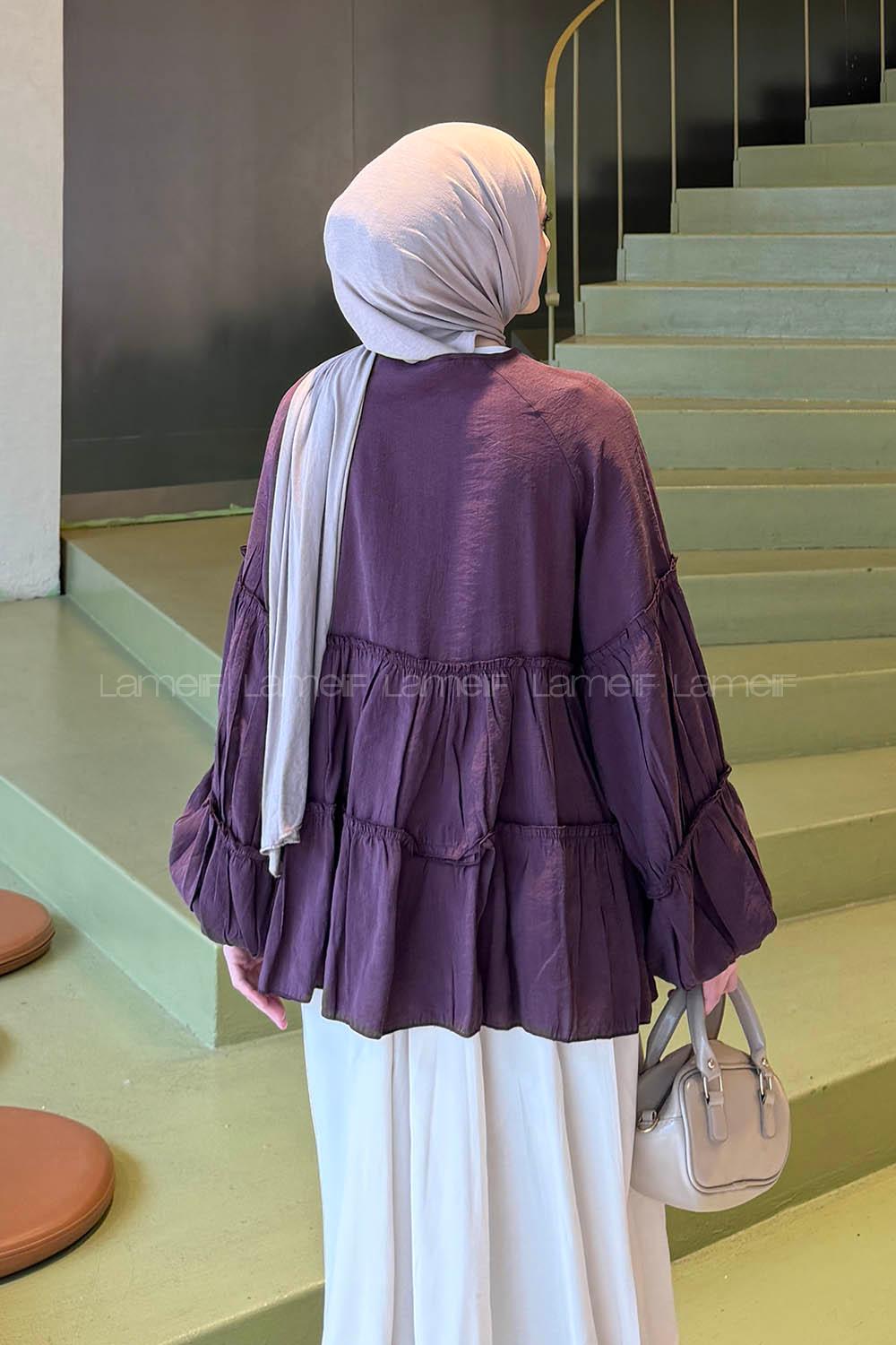 Lamelif Bağlama Detaylı Tunik Mürdüm