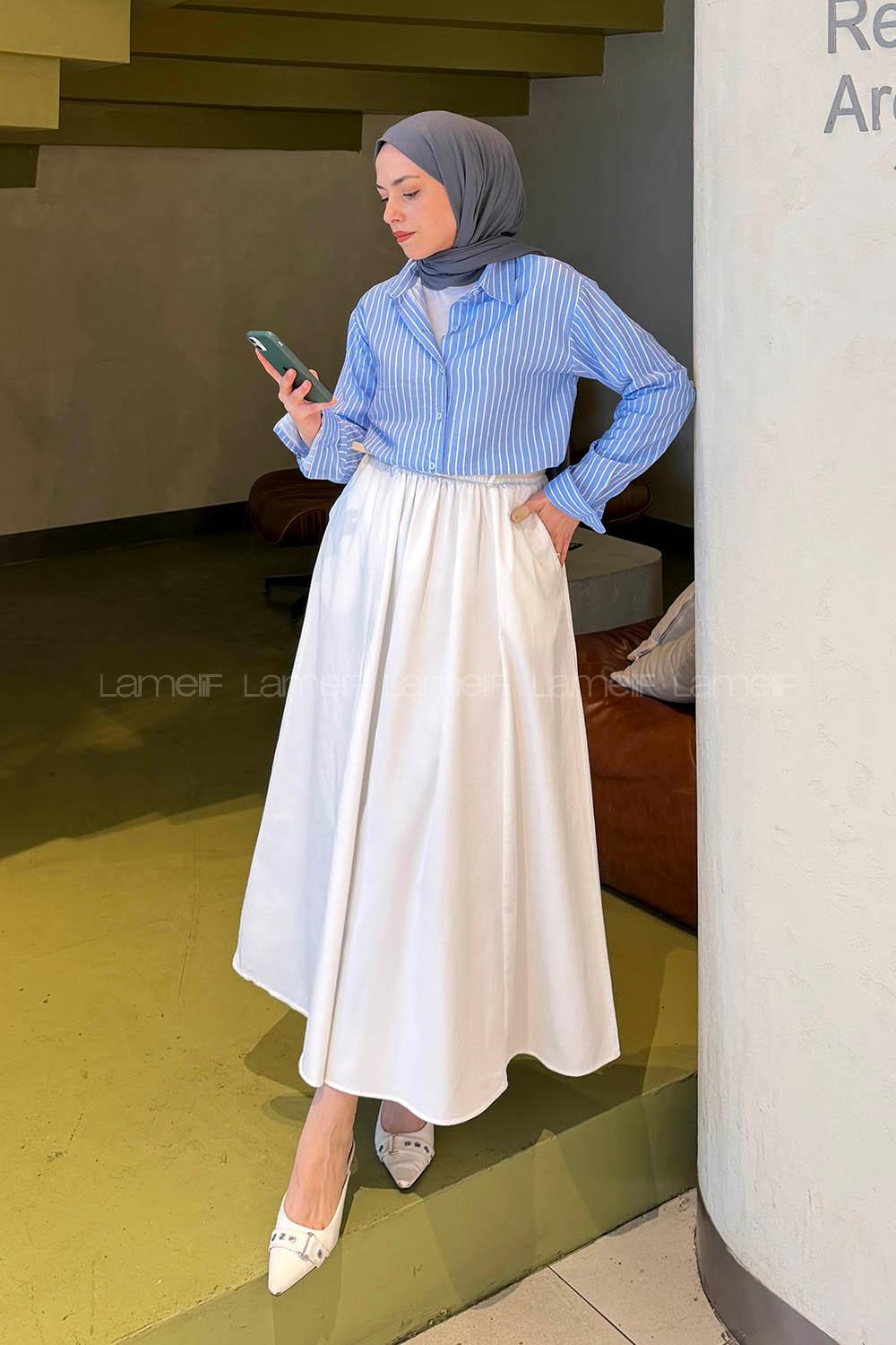 Blue Shirt Collar Long Arm Modal Shirt