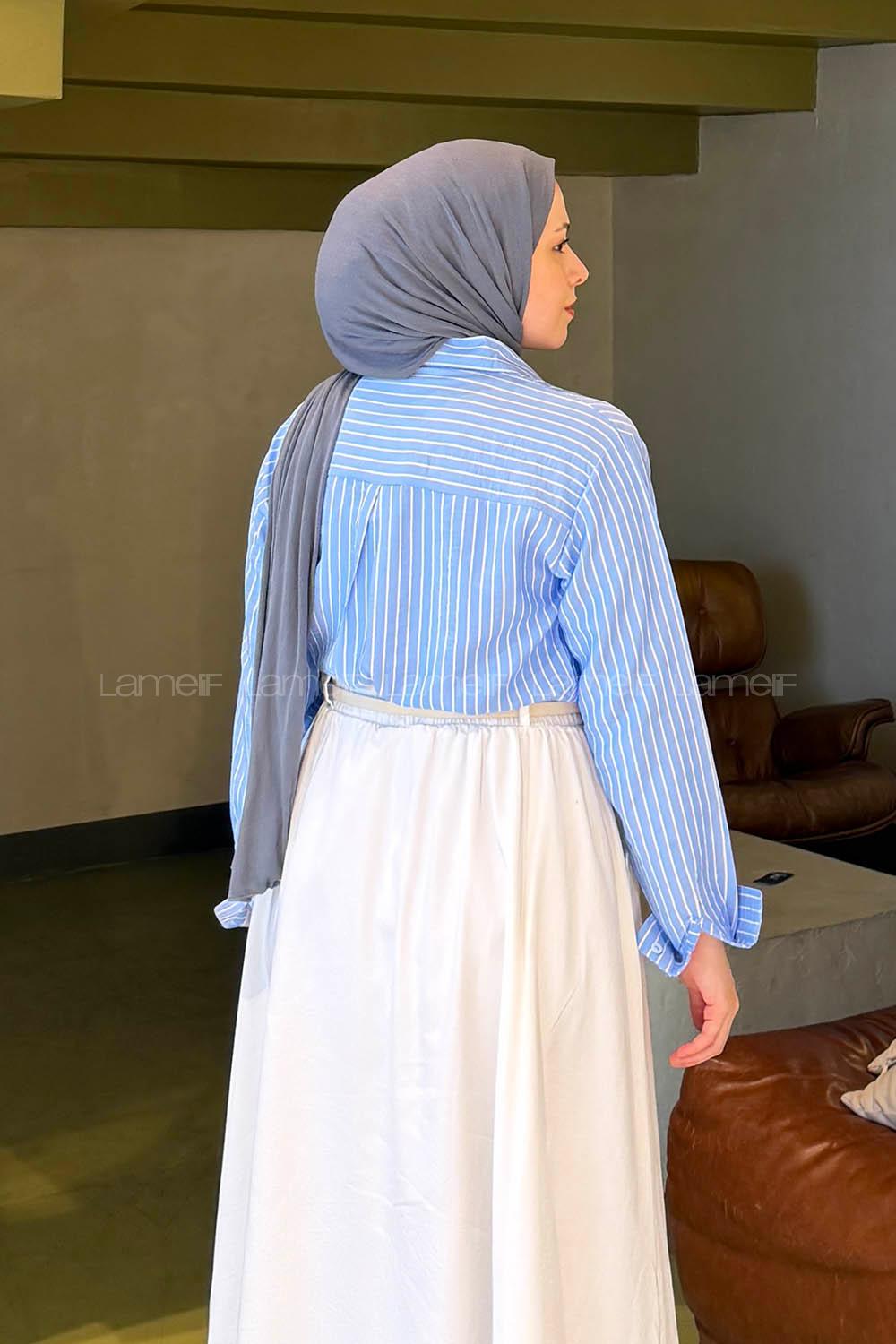 Blue Shirt Collar Long Arm Modal Shirt