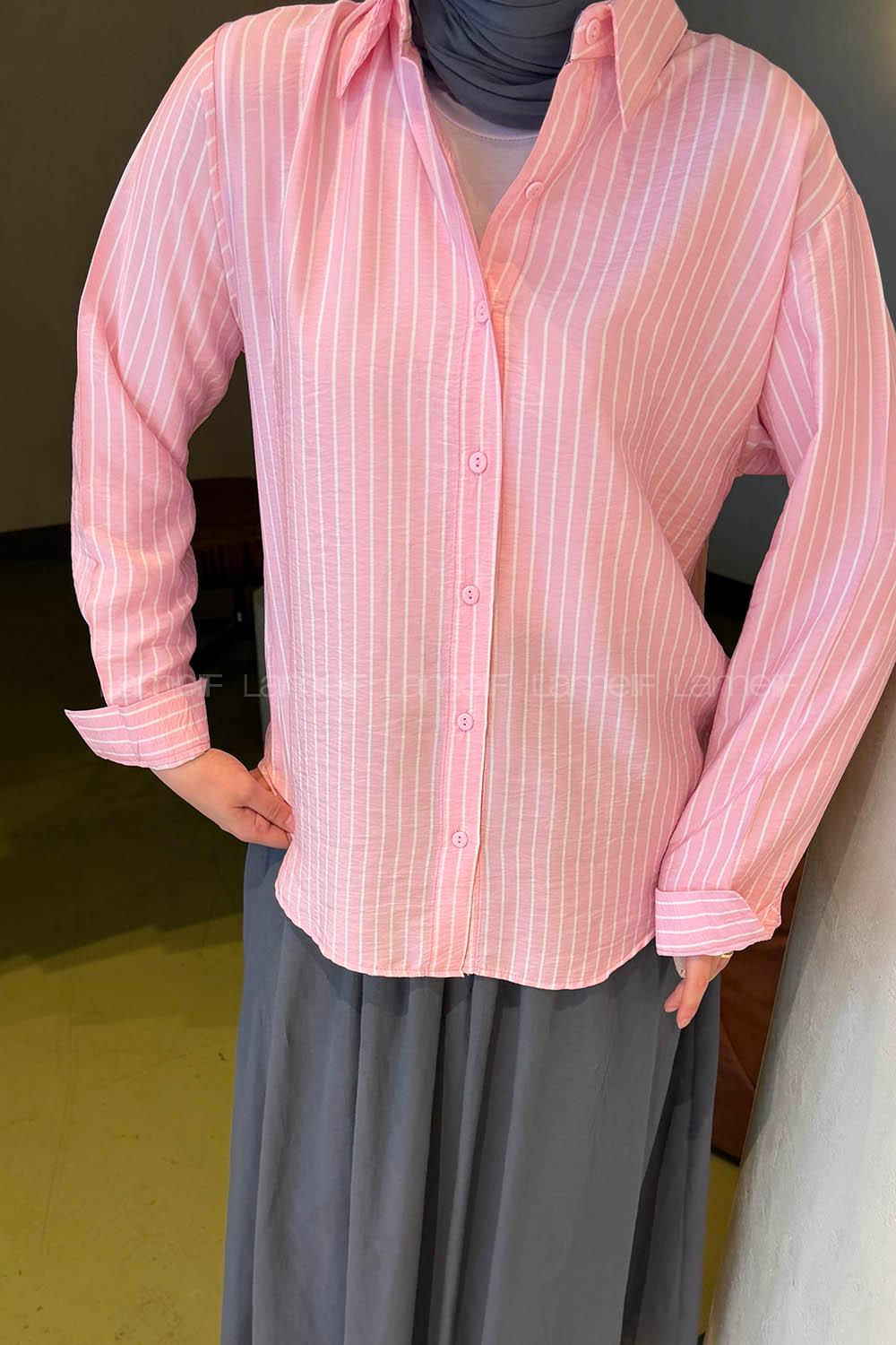 Pink Shirt Collar Long Arm Modal Shirt