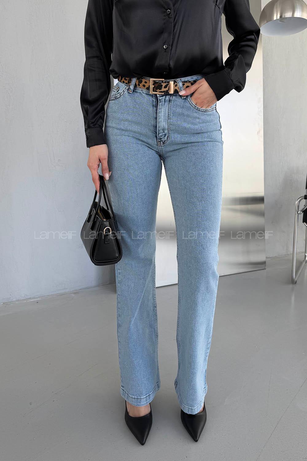 Lamelif Likralı İspanyol Jean Buz Mavisi