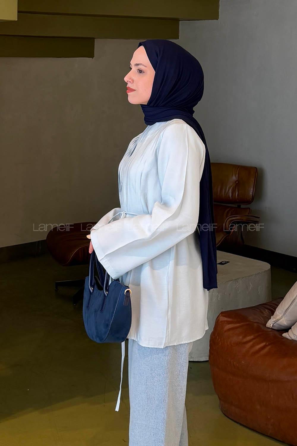 Lamelif Önü Pileli Tunik Bebe Mavisi