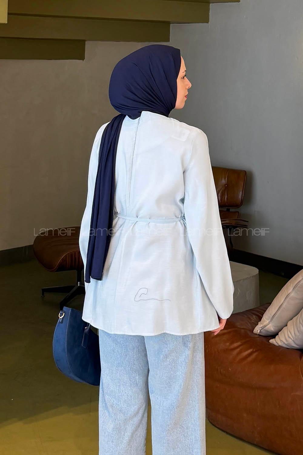 Lamelif Önü Pileli Tunik Bebe Mavisi