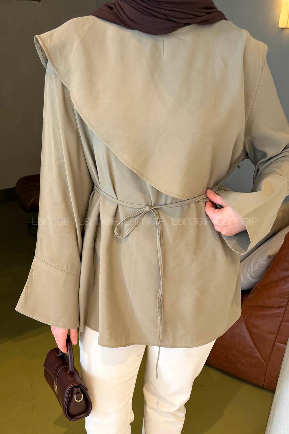 Lamelif Pelerin Detaylı Tunik Haki