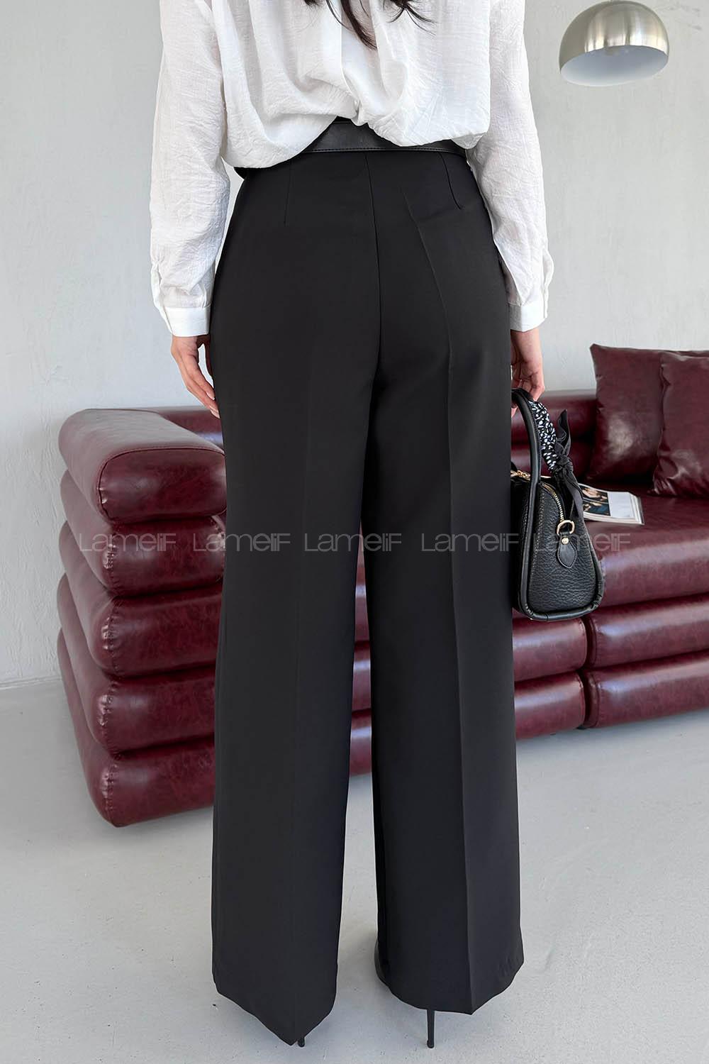 Lamelif Pens Detaylı Pantolon Siyah