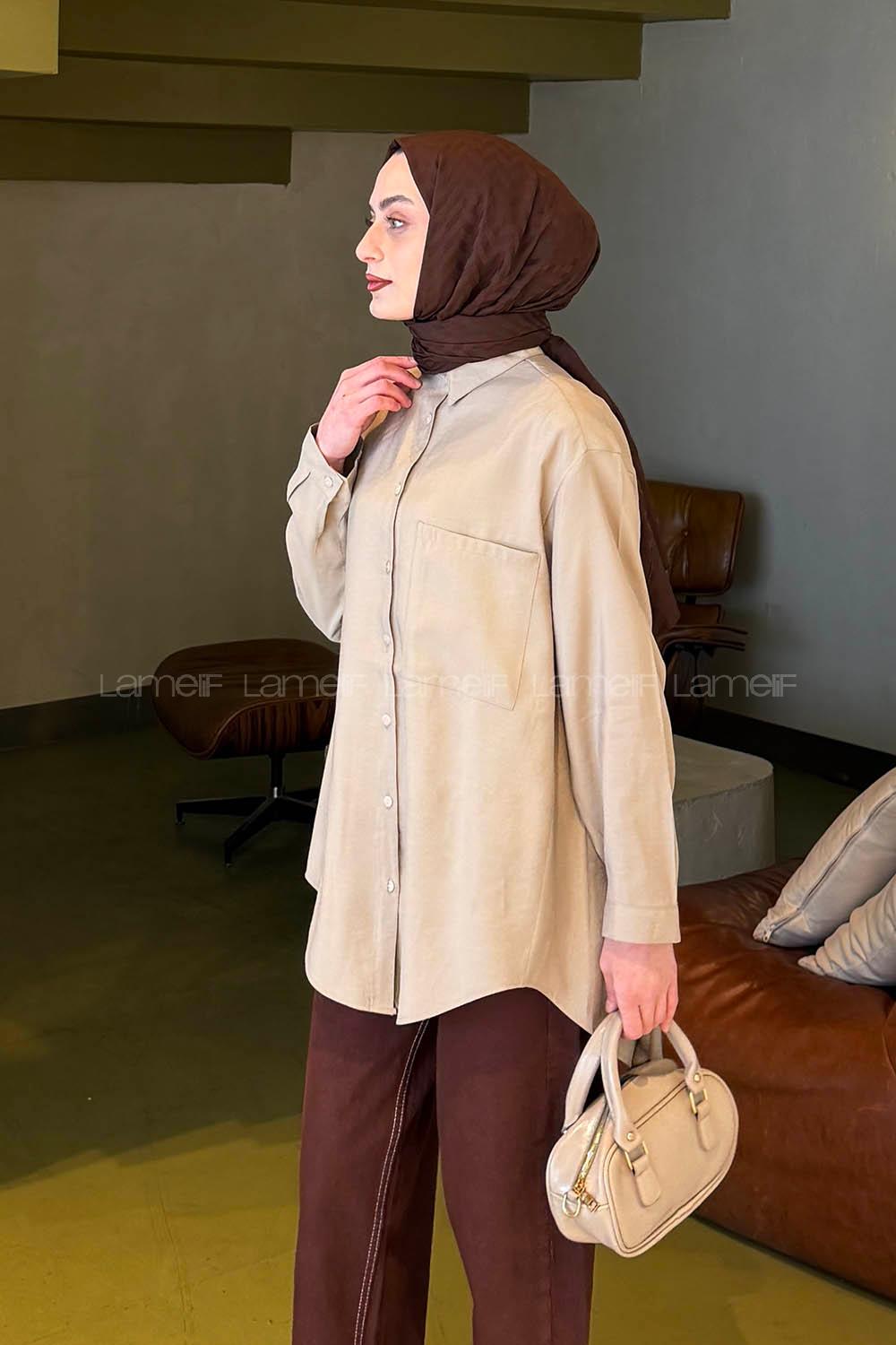 Mink Shirt Collar Long Arm Poplin Fabric Shirt