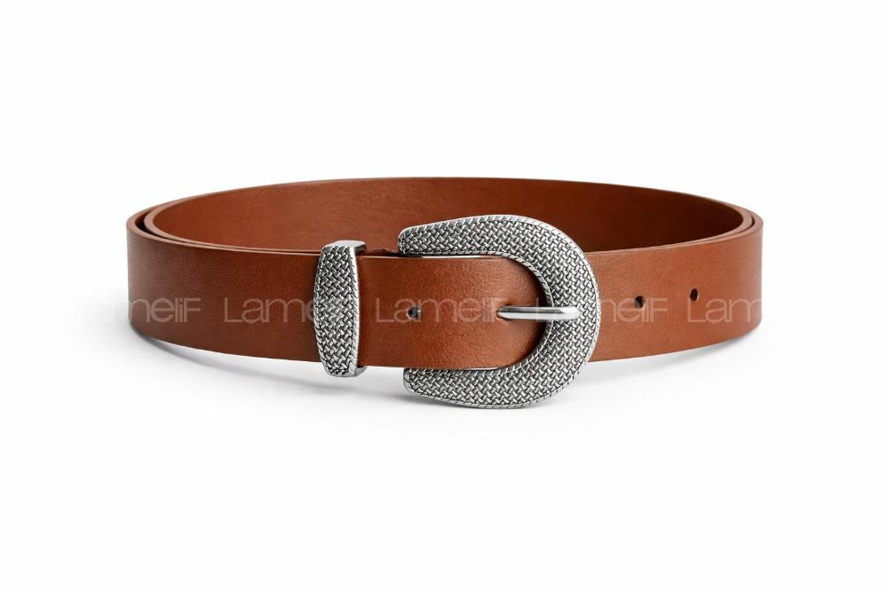 Lamelif Kadın Terra Mesh Gümüş Tokalı Suni Deri Kemer