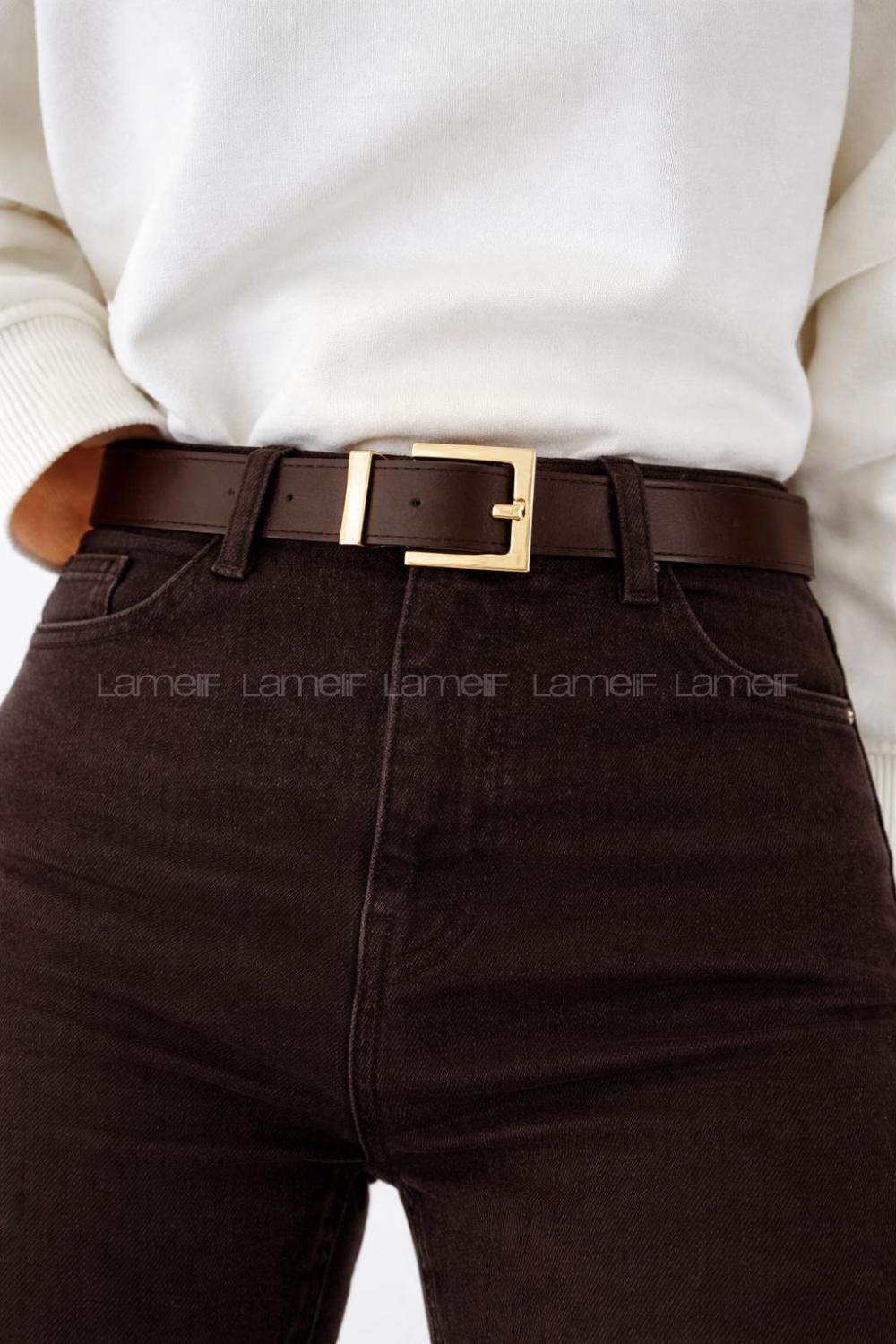 Lamelif Kare Gold  Tokalı Kadın Kemeri