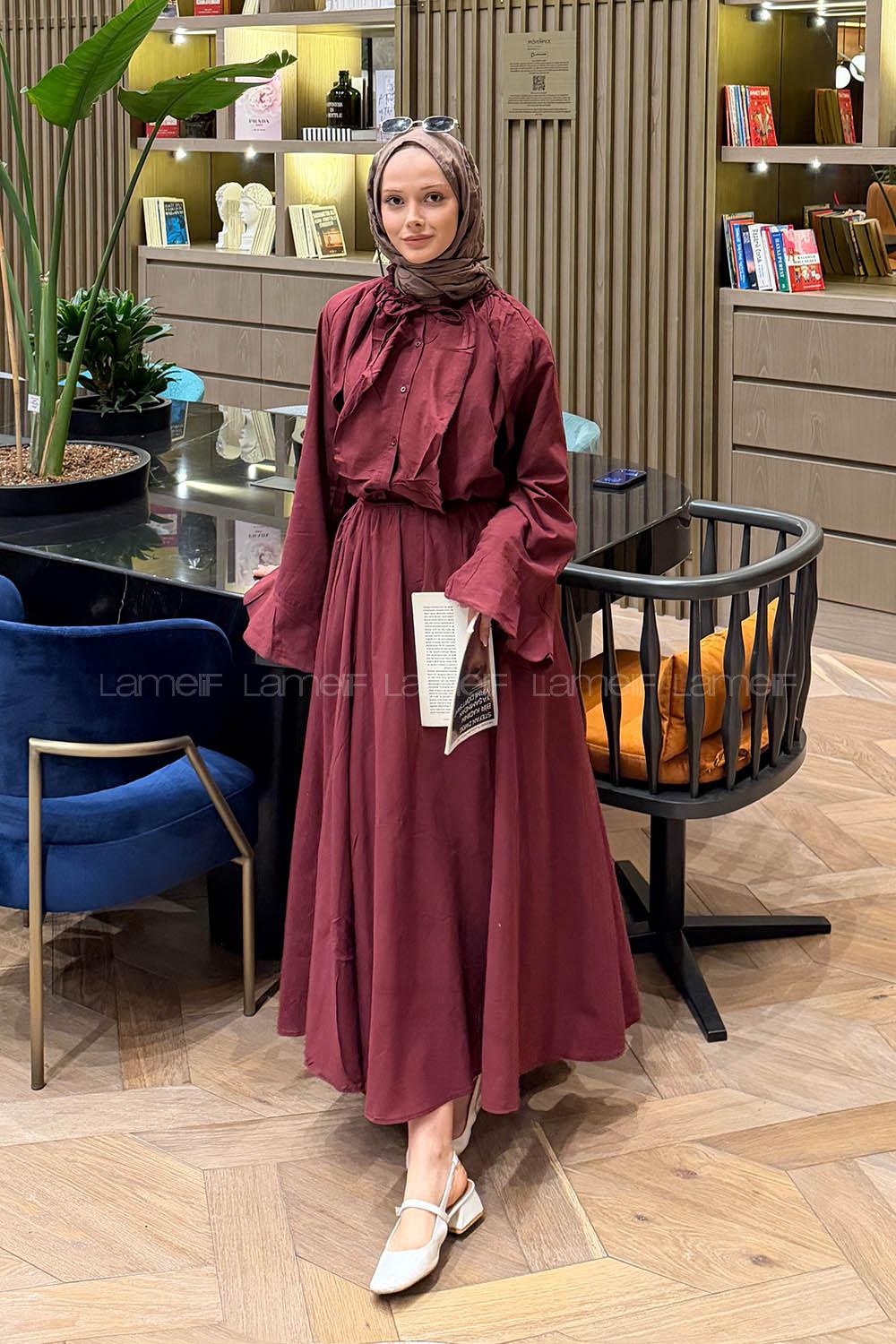 Lamelif Vual Takım Bordo