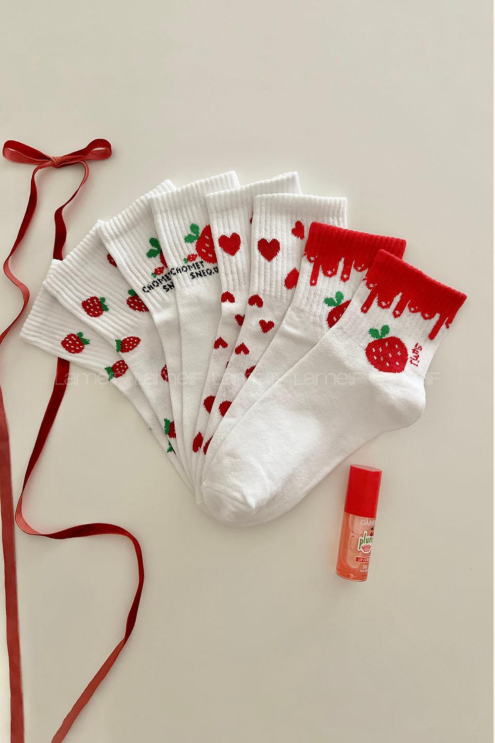 Lamelif 4lü Çilekli Çorap