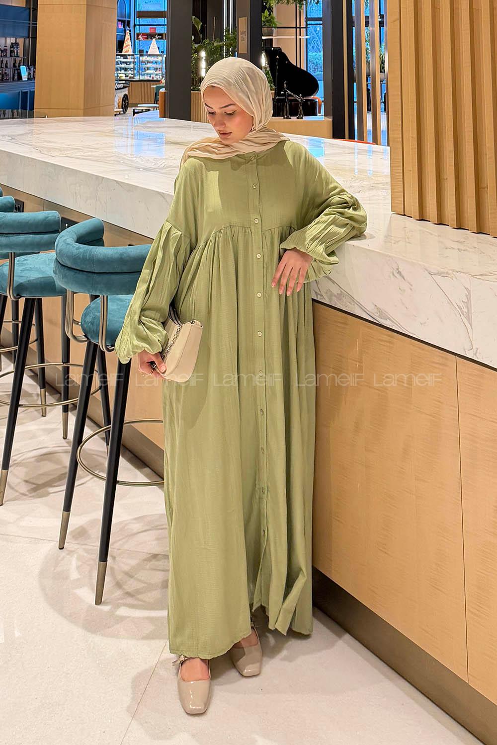 Mint Green-1 Medium Crew Neck Cotton Dresess