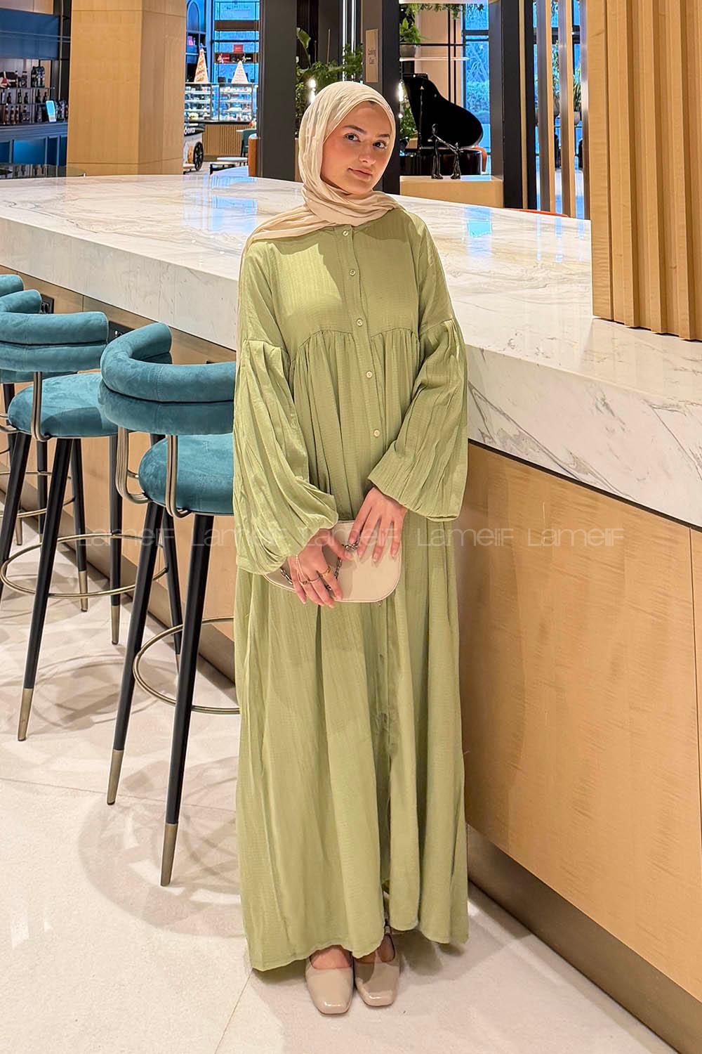 Mint Green-1 Medium Crew Neck Cotton Dresess