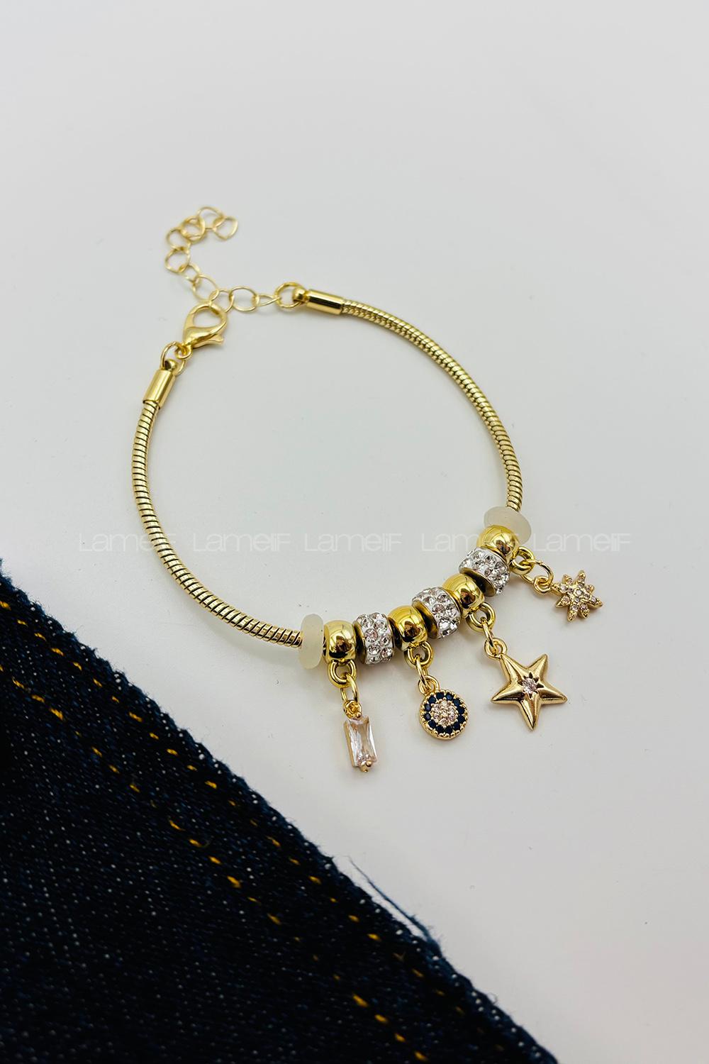 Lamelif Gold Nazar Charmlı Pandora Bileklik