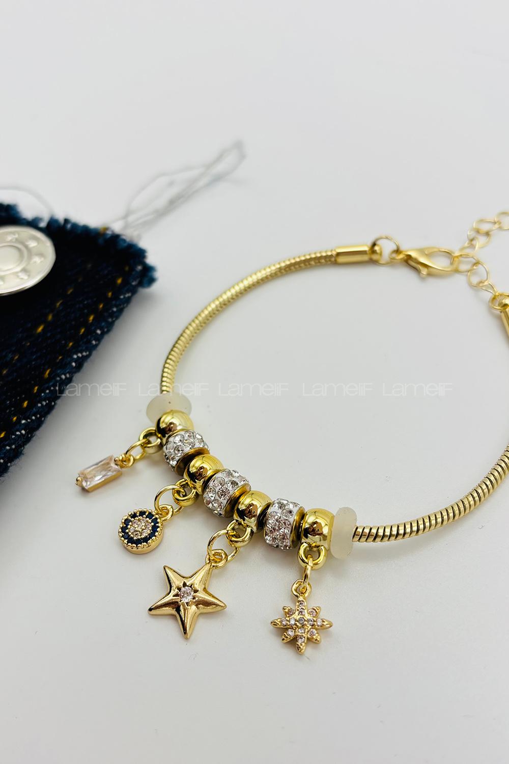 Lamelif Gold Nazar Charmlı Pandora Bileklik