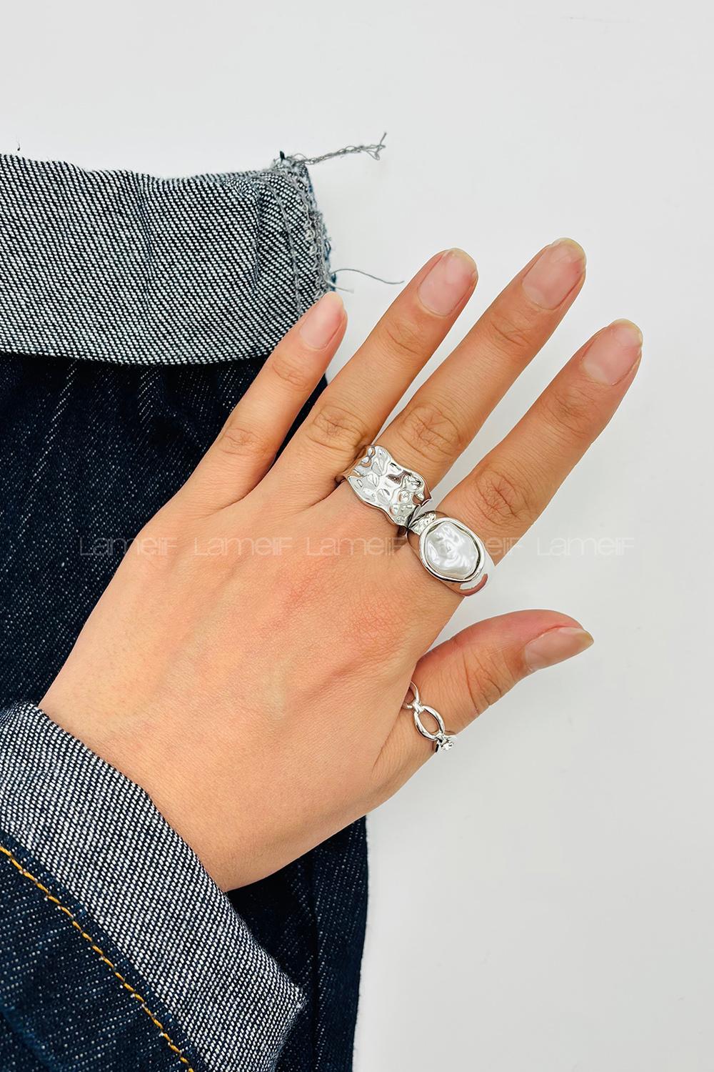 Lamelif Gümüş 3lü Bombe Yüzük Seti