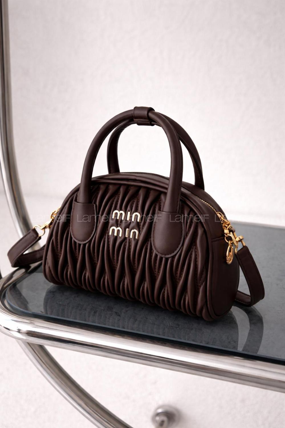 Lamelif Luna Kapitone El ve Omuz Çantası Acı Kahve