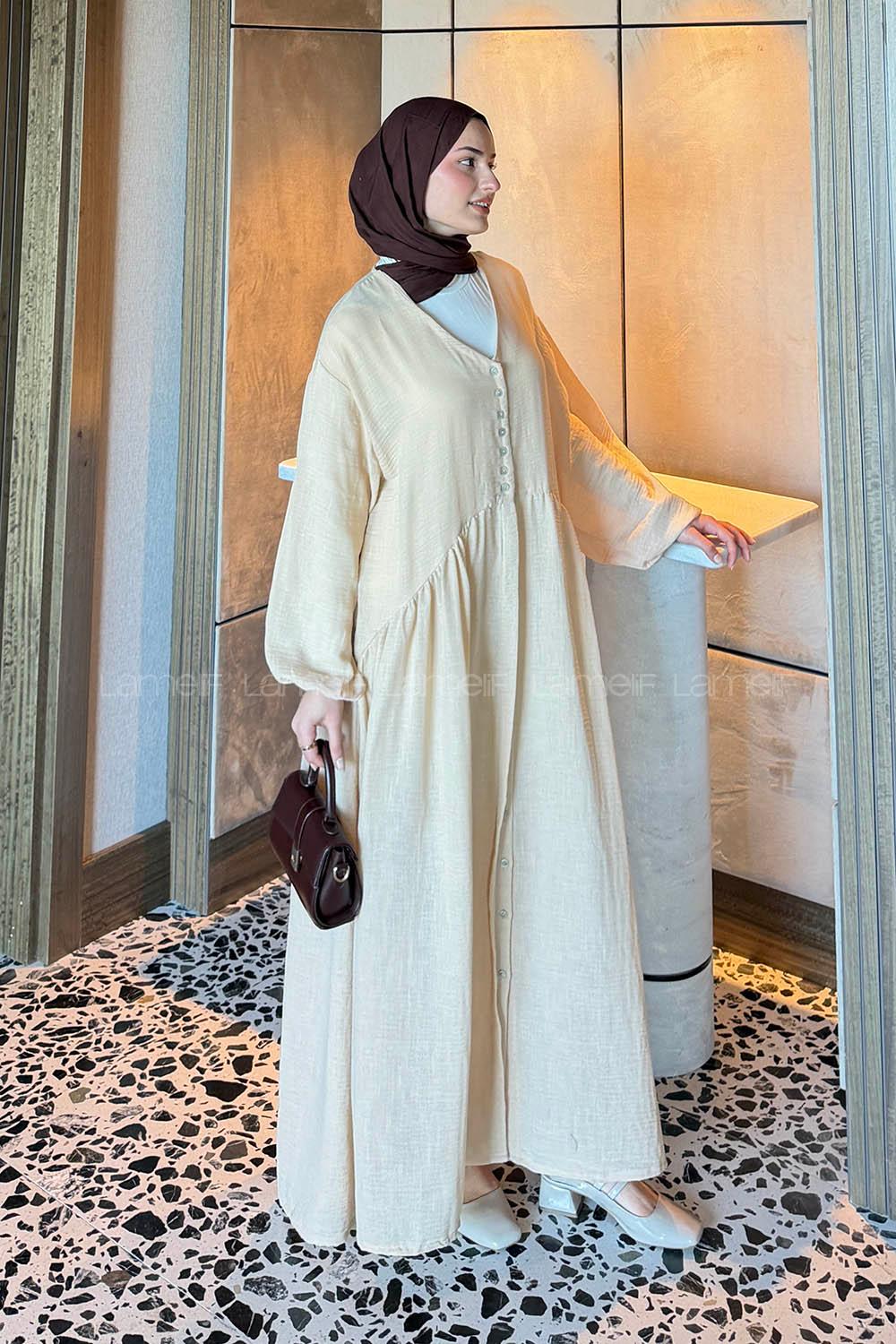 Brown With Milk V Neck Cotton Dresess