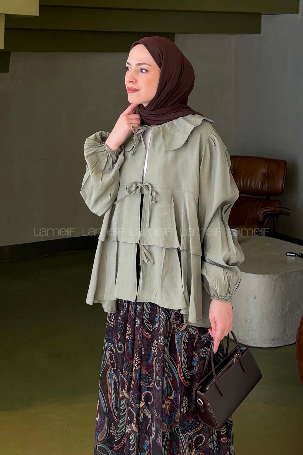 Lamelif Bağlamalı Gömlek Çağla Yeşili