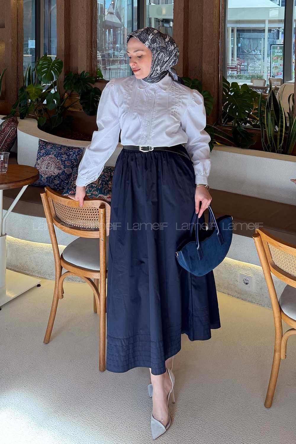 White Shirt Collar Long Arm Viscose Fabric Shirt