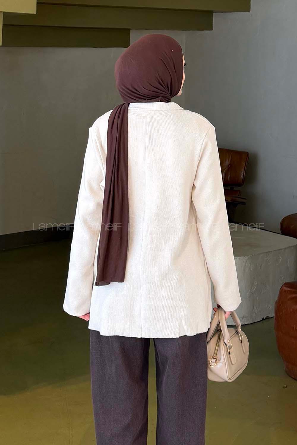 Beige Jacket Collar Long Arm Cotton Jacket